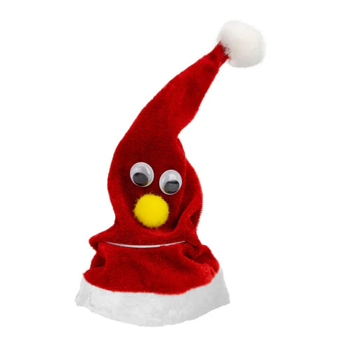 Eine singende Weihnachtsmannmütze, die mit Musik spielt