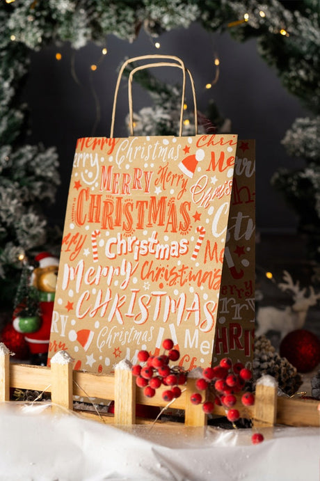 Weihnachtspapiertüte 240x100x320mm Frohe Weihnachten