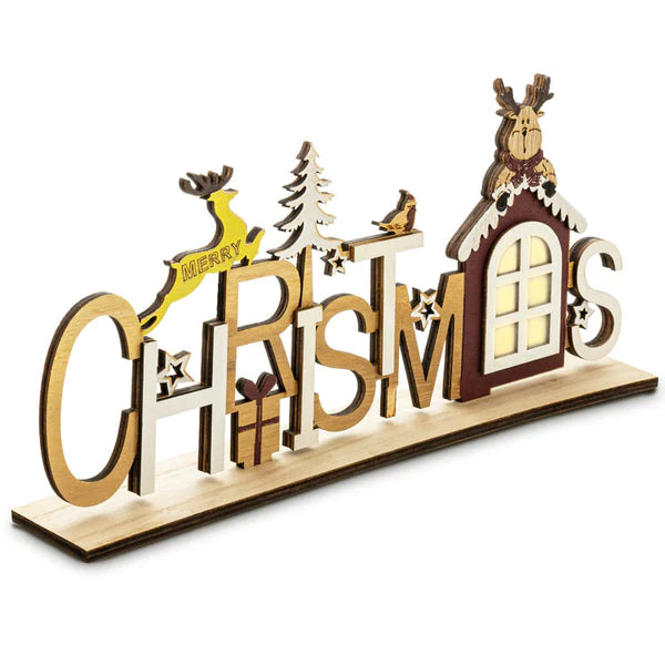 EKO Weihnachtsschmuck aus Holz LED Christmas