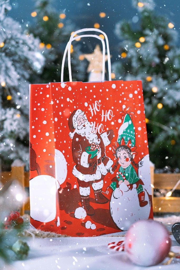 Weihnachtspapiertüte 180x80x220mm Roter Weihnachtself