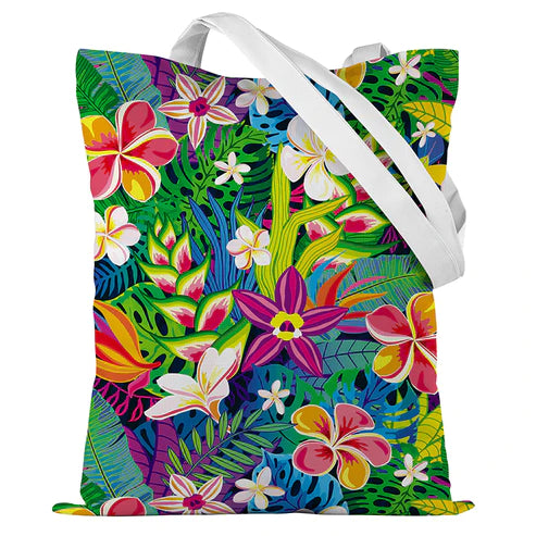 Baumwolltasche tropische blumen 35x45