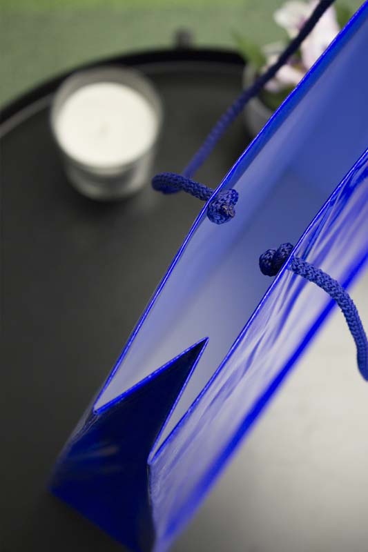 Laminierte Tasche mit Kordelgriff MARINEBLAU 300x100x400mm