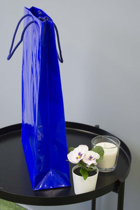 Laminierte Tasche mit Kordelgriff MARINEBLAU 300x100x400mm