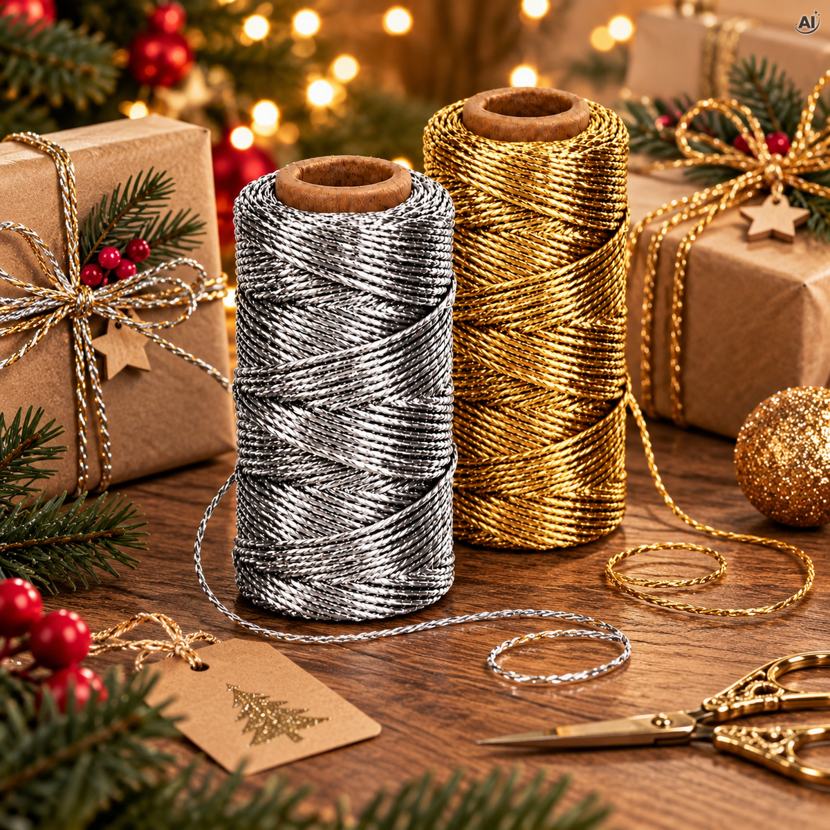 Metallic-Kordel zum Verpacken, 100 m