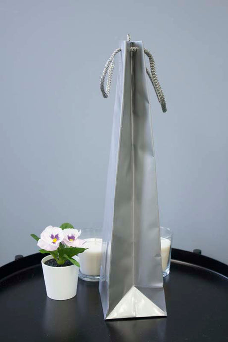 Laminierte Tasche mit Schnurgriff 110x90x400mm Silber