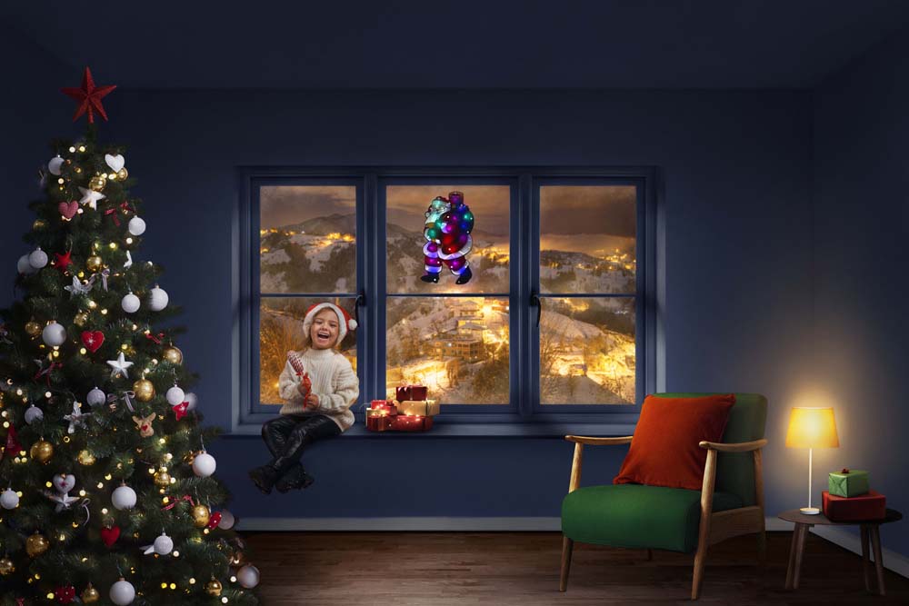 Leuchtender Weihnachtsmann LED RGB für Fenster
