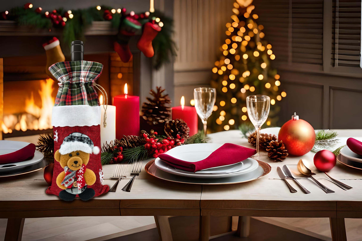 Weihnachtskostüm für einen flaschenroten Teddybären