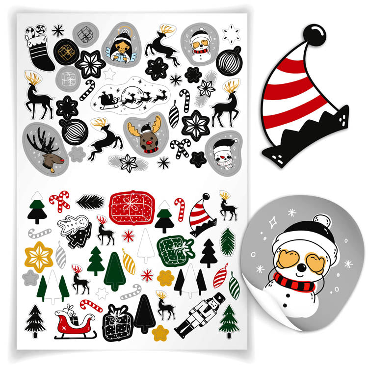 Weihnachtsdekoaufkleber SCHNEEMANN 10er Set.