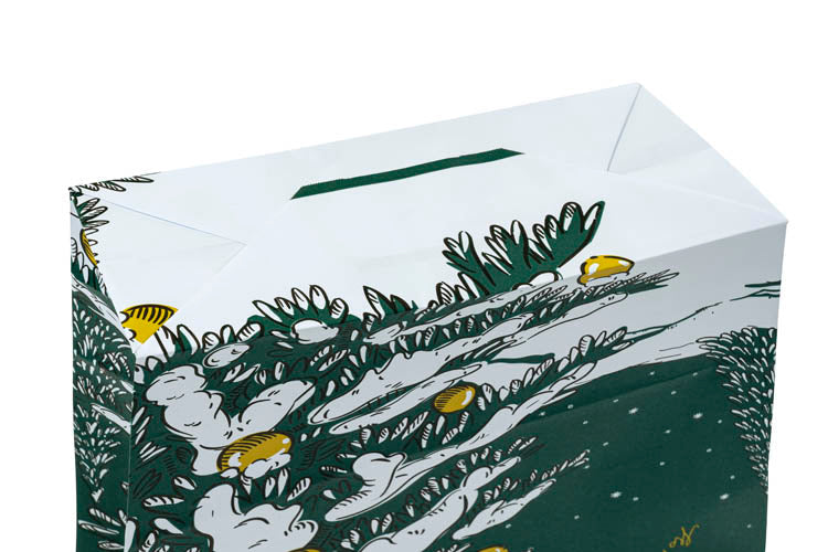 Weihnachtspapiertüte 240x100x320mm Grüner Weihnachtsbaum