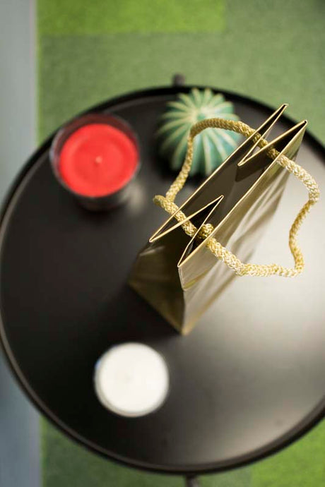 Laminierte Tasche mit Schnurgriff 110x90x400mm Golden