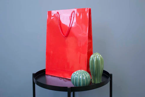 Papiertüte mit Schnurgriff 300x90x400mm Rot