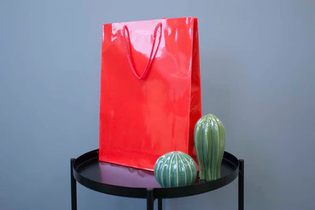 Papiertüte mit Schnurgriff 300x90x400mm Rot