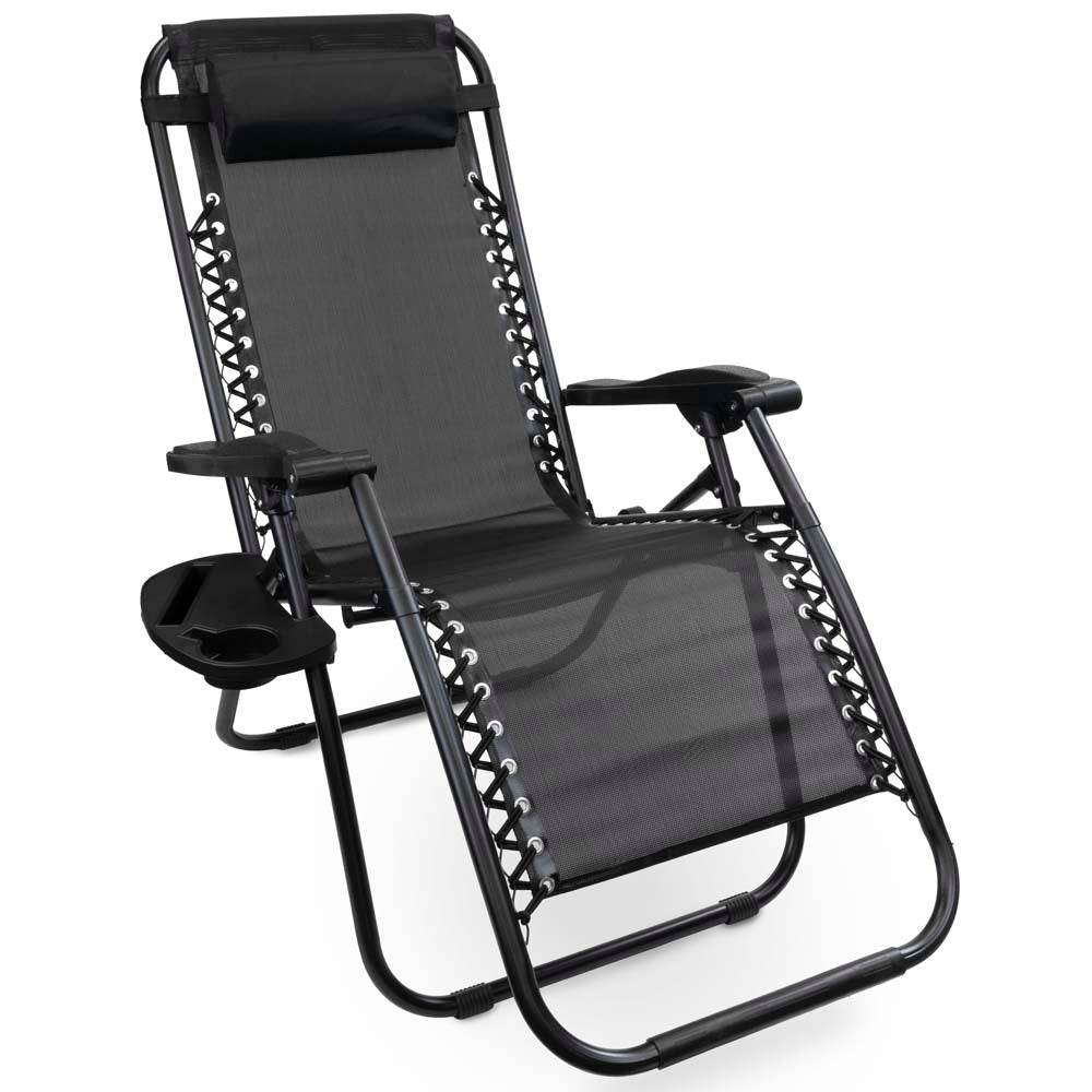 Liegestuhl aus Metall Zusammenklappbar Schwarz