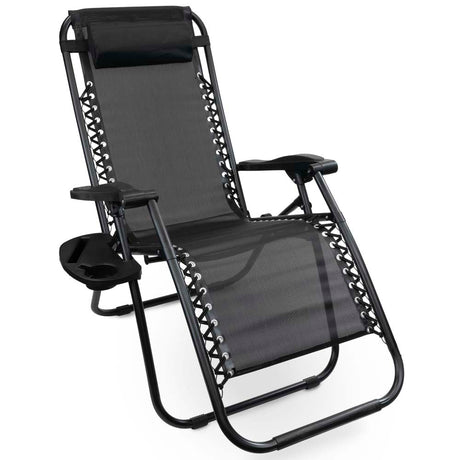 Liegestuhl aus Metall Zusammenklappbar Schwarz