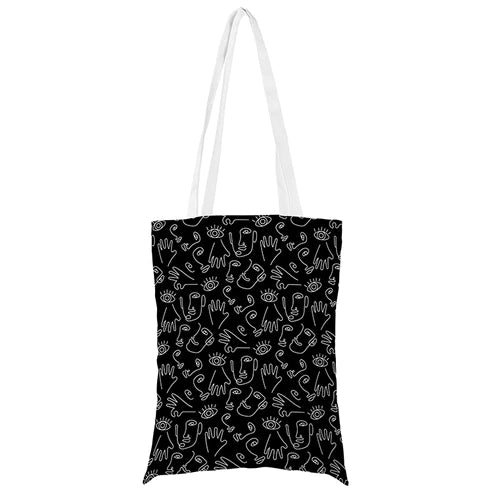 Baumwolltasche lineare Flächen schwarz 35x45