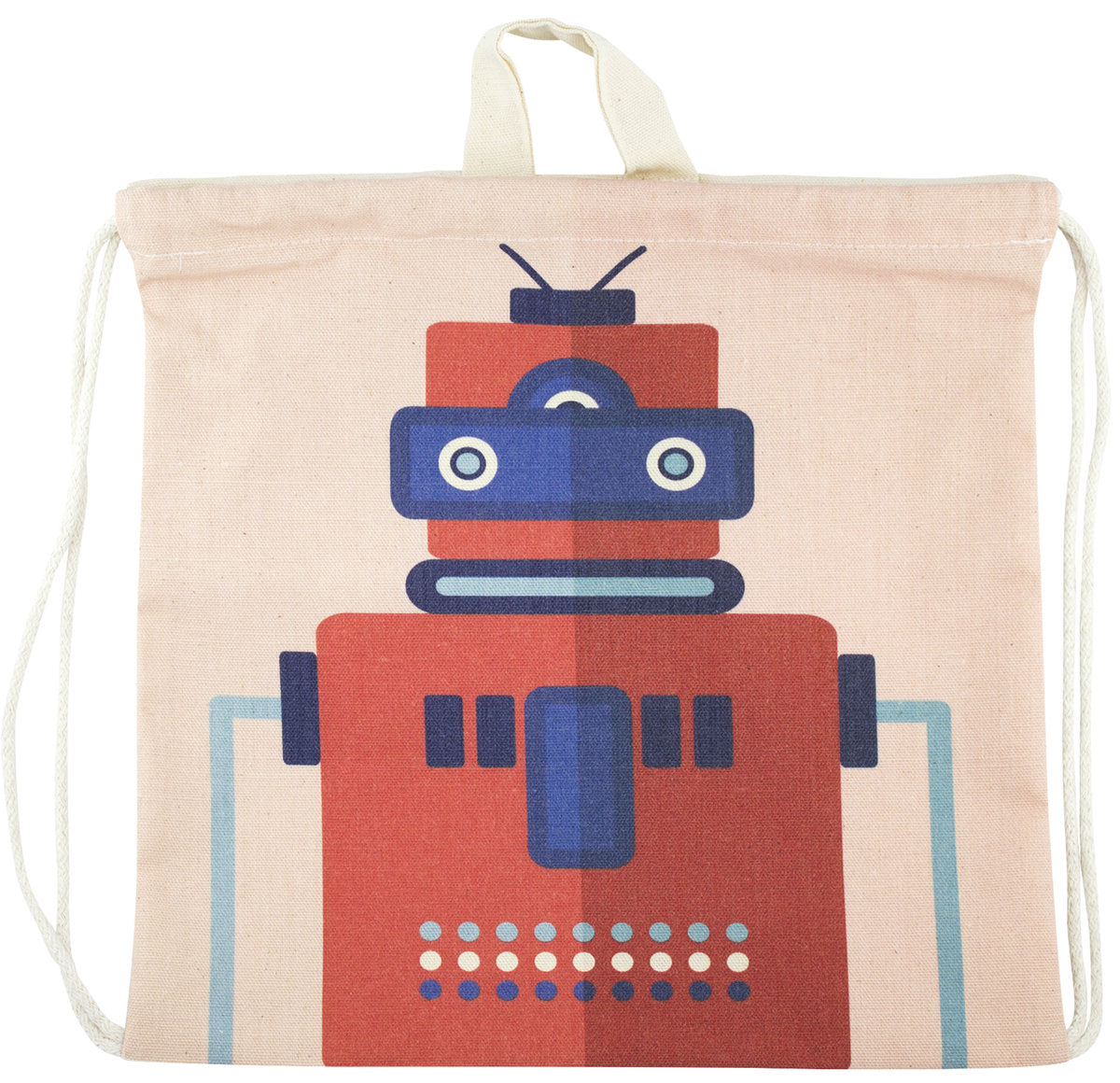 Roter Roboter-Baumwoll-Rucksack 30x30 cm