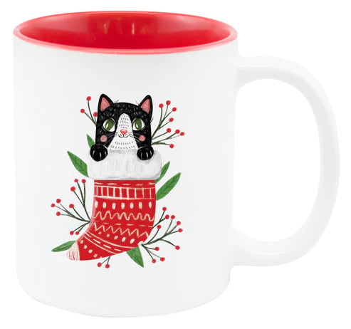 Weihnachtstasse - rote Katze