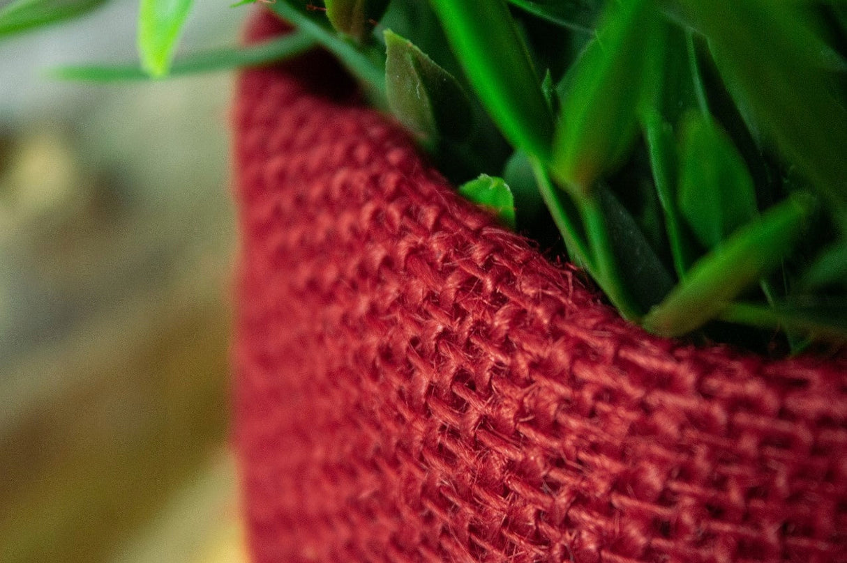 Laminierte Jute-Blumentopfhülle 16x11cm rot