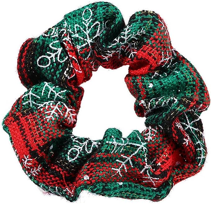 Weihnachtlicher Scrunchie-Haargummi im Karomuster