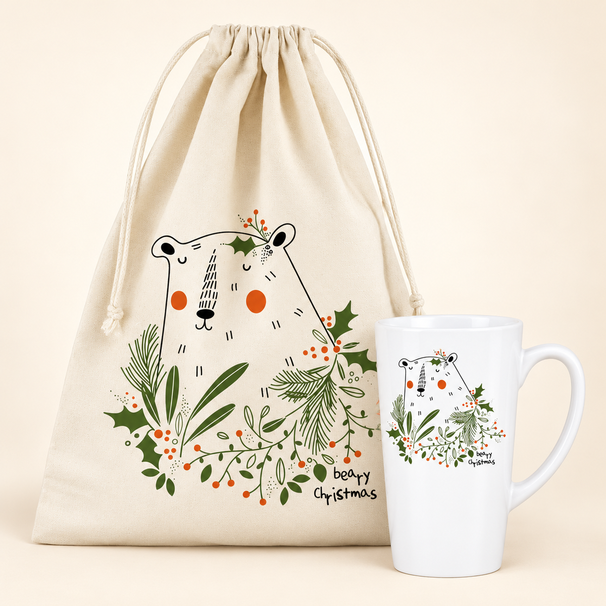 Weihnachtsset Beary Christmas – Beutel und Becher