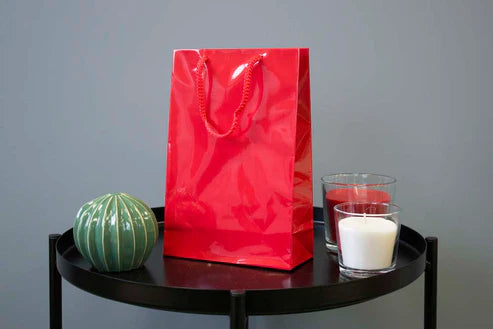 Papiertüten mit Schnurgriff rot 170x70x250mm