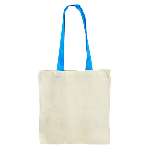 Ecru Baumwolltasche 36x40cm 220g/m2 mit verstärktem blauem Griff
