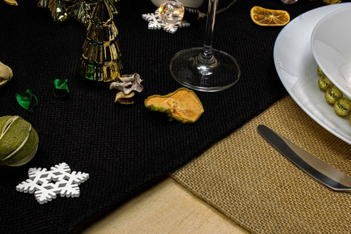 Weihnachtstischläufer aus JUTE SCHWARZ 40x245cm