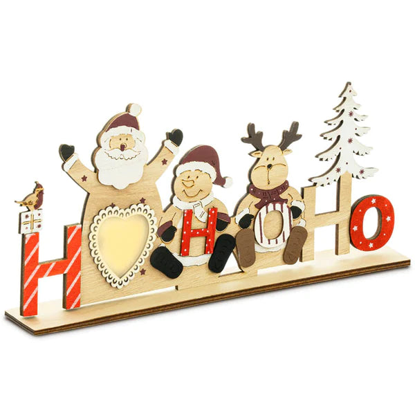 EKO Weihnachtsschmuck aus Holz LED Weihnachtsbäume Weihnachtsmänner