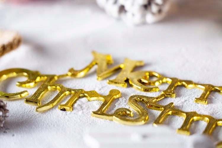 Frohe Weihnachten Aufschrift Gold Anhänger 24cm