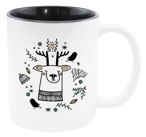 Weihnachtstasse - schwarz Rentier