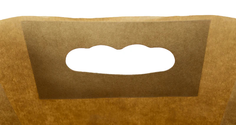 Faltenbeutel 220x80x325mm mit ausgestanztem Griff BRAUN (25 Stück)