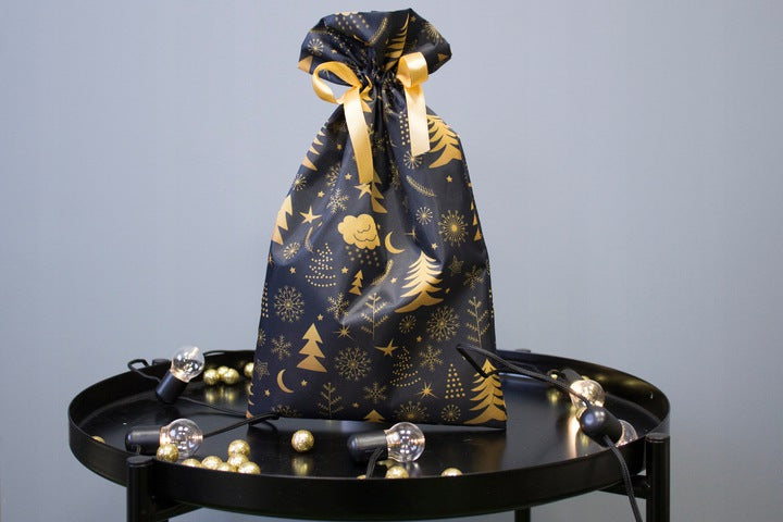 Weihnachts-Polyestertasche 20x35cm GOLDENE WEIHNACHTSBÄUME