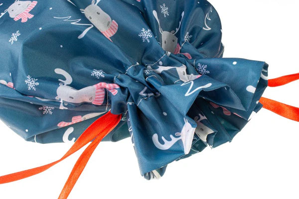 Weihnachtsbeutel aus Polyester 30x45cm WEISS RENTIER