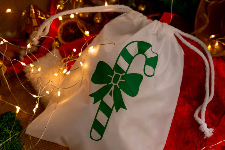 Weihnachts-Polyestertasche 16x21cm GRÜNE SÜSSIGKEITEN