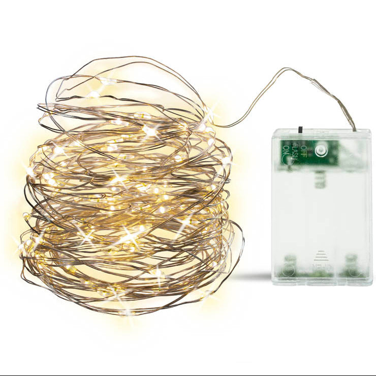 LED Lichterkette 100 batteriebetrieben 10 Meter WARMES LICHT