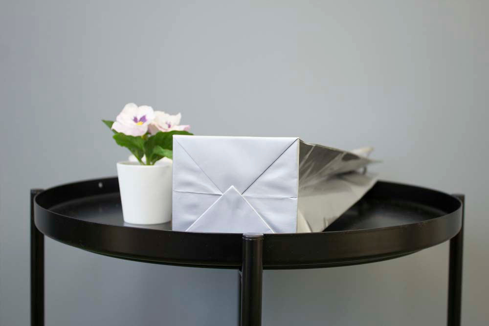 Laminierte Tasche mit Schnurgriff 110x90x400mm Silber