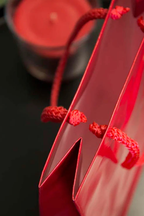 Papiertüten mit Schnurgriff rot 170x70x250mm