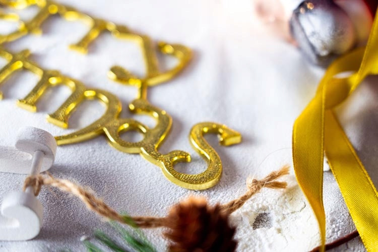 Frohe Weihnachten Aufschrift Gold Anhänger 24cm