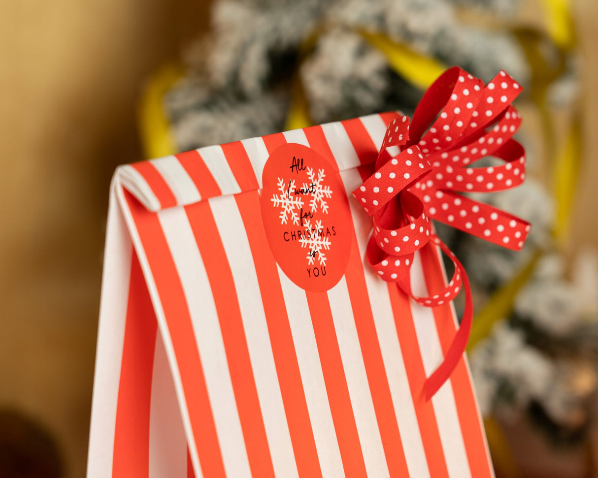 Weihnachtsgeschenktüten Set rot und weiß 8-tlg.