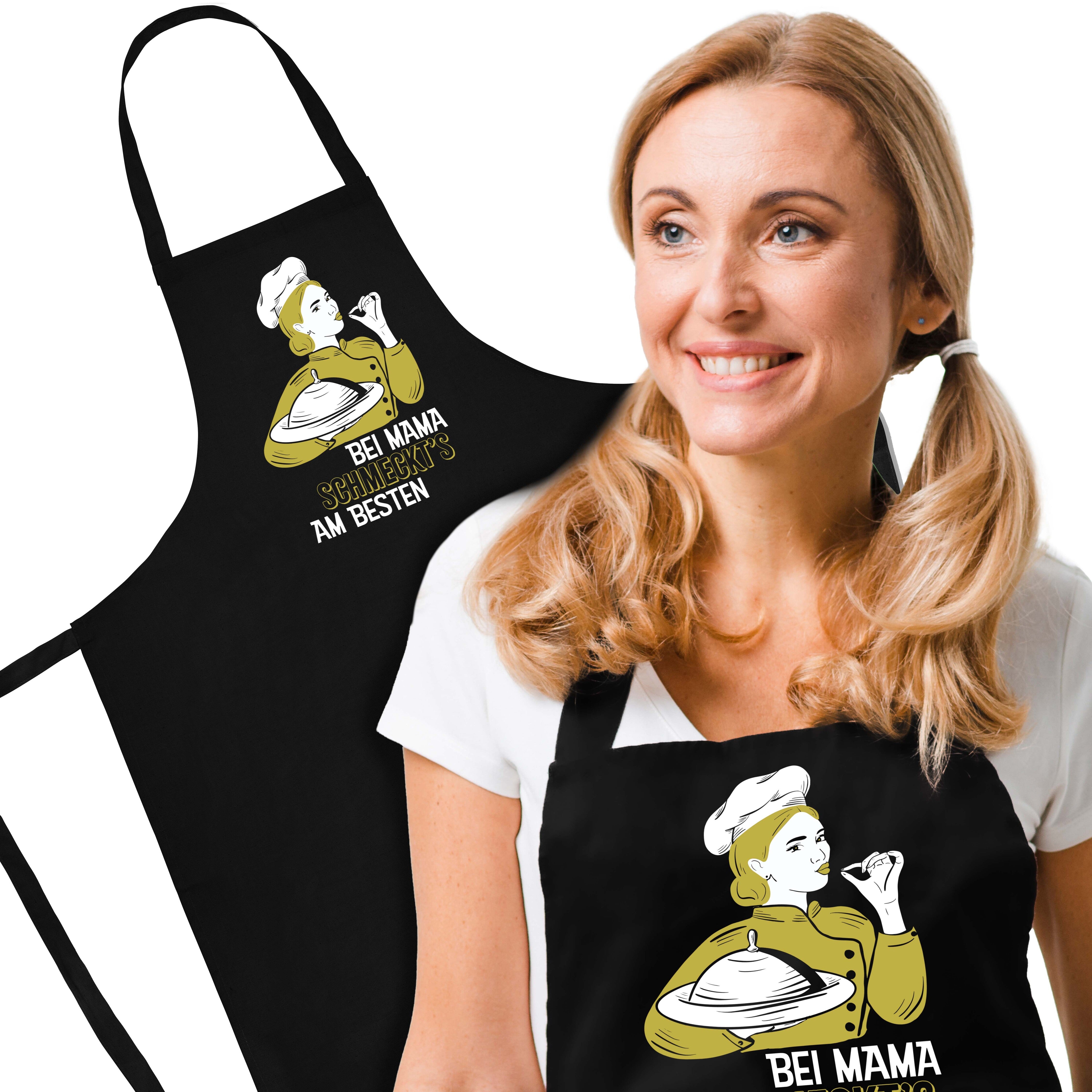Kochschürze Schwarz BEI MAMA SCHMECKT'S AM BESTEN