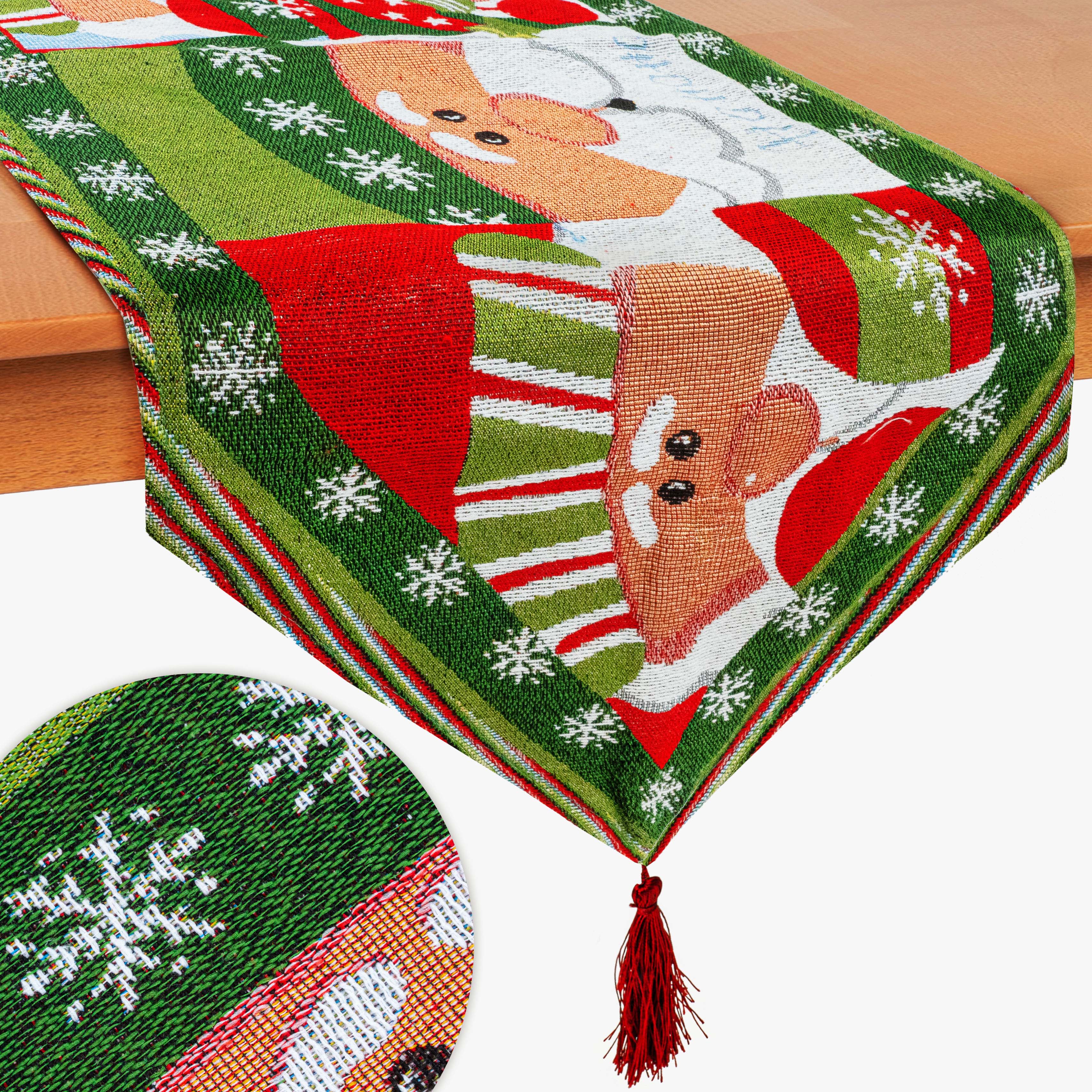 Weihnachtlicher Tischläufe 32x175 cm mit Weihnachtsmann-Motiv