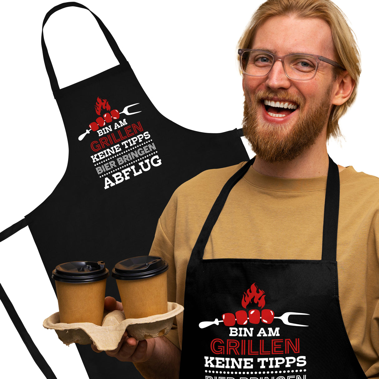 Kochschürze Schwarz BIN AM GRILLEN KEINE TIPPS BIER BRINGEN ABFLUG