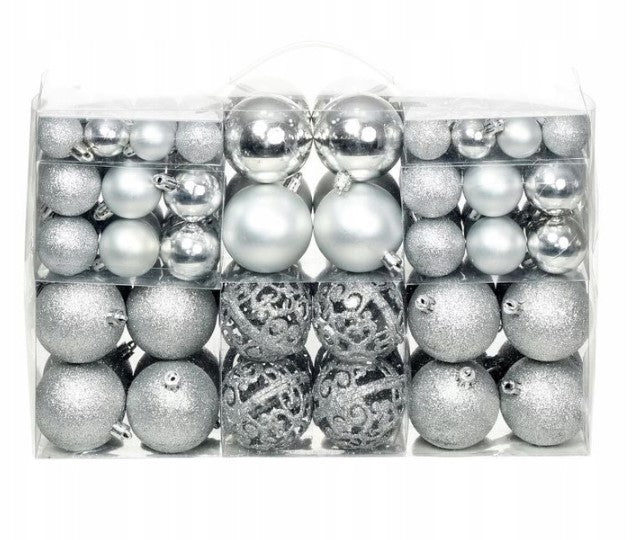 Weihnachtskugeln Set SILBER 6/4/3cm 100St.
