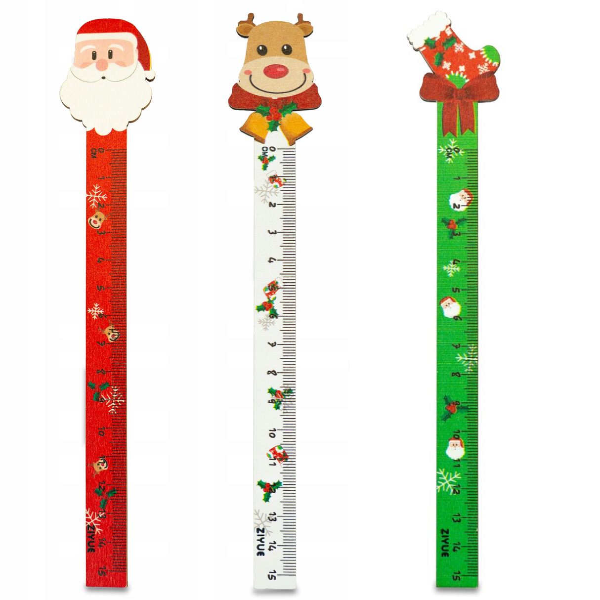 Weihnachtslineal aus Holz 15cm