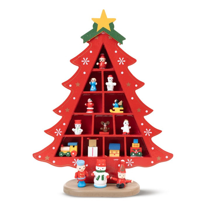 Dekorativer Weihnachtsbaum aus Holz, 29 cm Rot