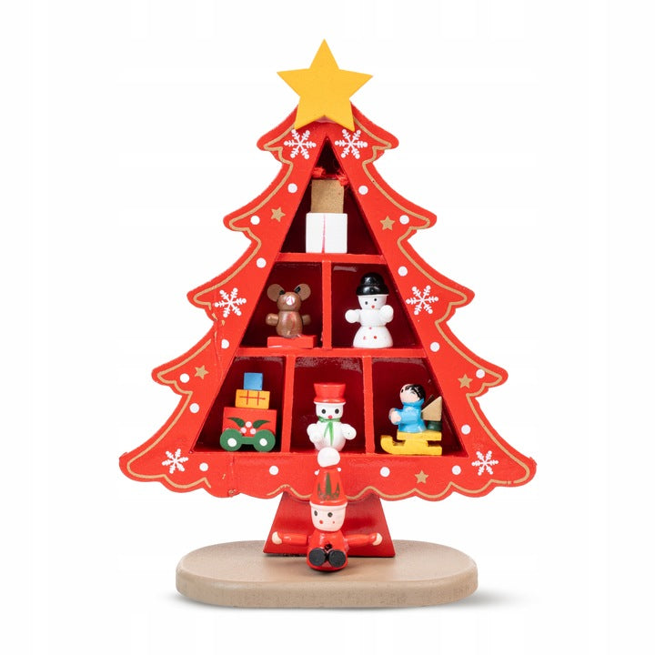Dekorativer Weihnachtsbaum aus Holz, 18 cm Rot