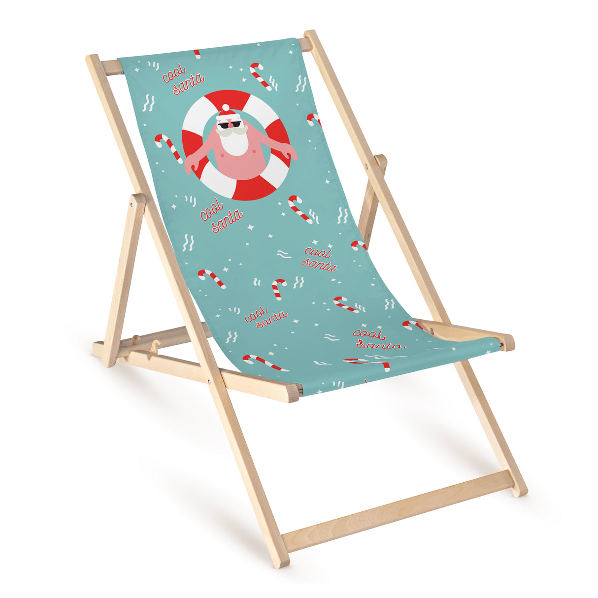 Chaise longue en bois avec imprimé COOL SANTA