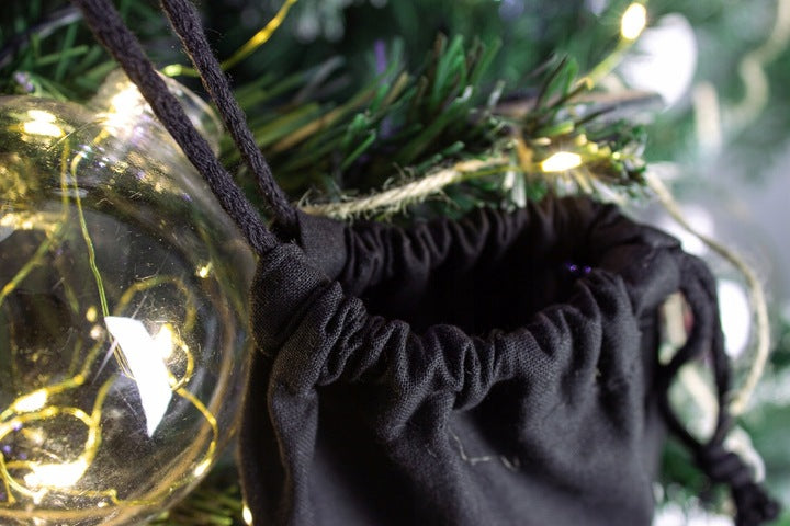 Weihnachts-Baumwollbeutel 15x20cm SCHWARZES RENTIER 220g