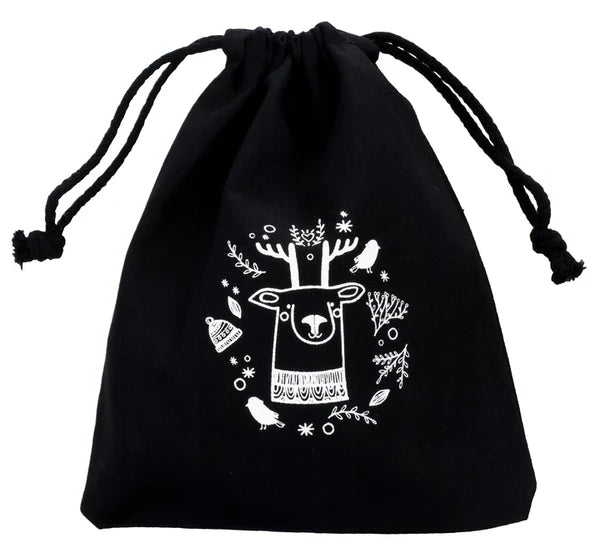 Weihnachtsbeutel aus Baumwolle 15x20cm BLACK RENTIER 145g