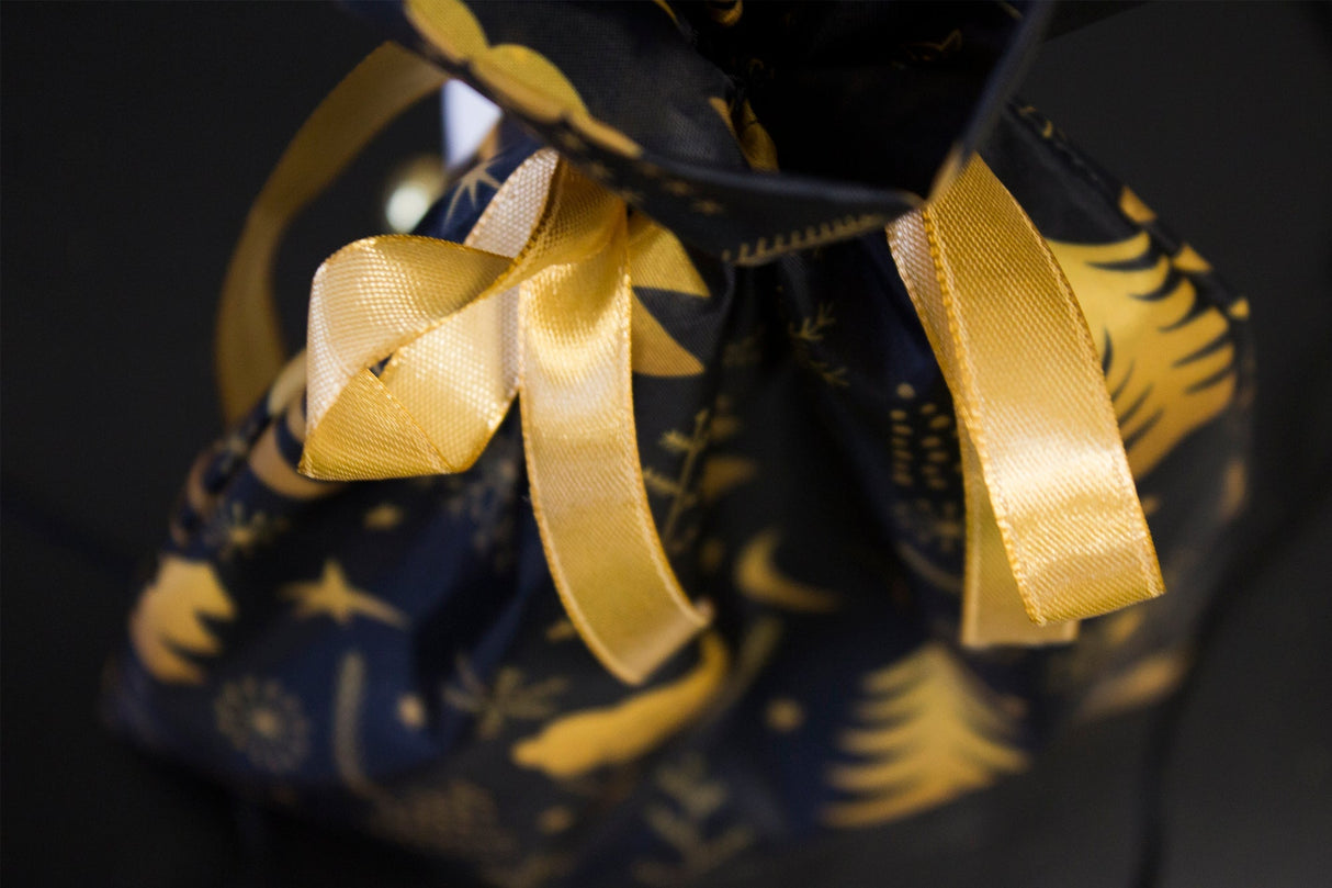 Weihnachts-Polyestertasche 20x35cm GOLDENE WEIHNACHTSBÄUME